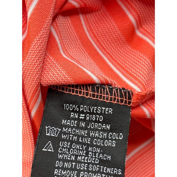 Pebble Beach Striped Polo Shirt Mens Size L Orange White Polyester Golf - Picture 4 of 5